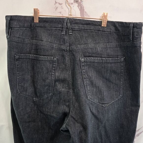 Good American Jeans Womens 20 Black Denim High Rise Crop Mini Boot Whiskering - Picture 6 of 11